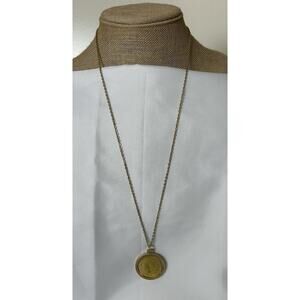 Vintage Faux Gold Tone 1776 Bicentennial Twenty Dollar Coin Necklace